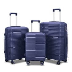 shumee Sada 3 cestovních kufrů Barut, tmavě modrá ABS, 4 kolečka, 360°, teleskopická rukojeť