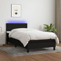 shumee Box spring postel s matrací a LED černá 80 x 200 cm textil