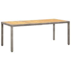 shumee Zahradní stůl šedý 190 x 90 x 75 cm polyratan a akáciové dřevo