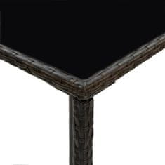 Greatstore Zahradní barový stůl hnědý 70 x 70 x 110 cm polyratan a sklo