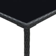 Greatstore Zahradní barový stůl černý 70 x 70 x 110 cm polyratan a sklo