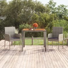 Greatstore Zahradní stůl s dřevěnou deskou šedý 90 x 90 x 75 cm polyratan