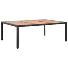 shumee Zahradní stůl černý 200x150x74 cm polyratan a akáciové dřevo