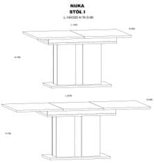 Homlando Rozkládací stůl NUKA I 140 - 200 cm do jídelny, obývací pokoj řemeslný dub / černá mat