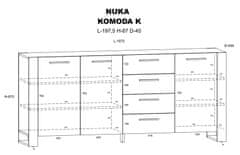 Homlando Komoda NUKA K 197 cm dub řemeslný
