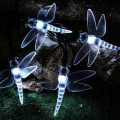 INNA Solární zahradní svítidlo LED světelný řetěz Girlanda 20x LED vážka 6500K Studená bílá