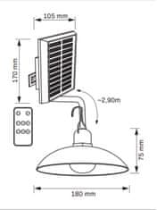 Polux Solární zahradní lampa LED světlomet 6000K Studená bílá IP44 soumrakový senzor + DÁLKOVÉ OVLÁDÁNÍ