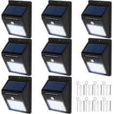 tectake 8 Venkovních nástěnných svítidel LED integrovaný solární panel a detektor pohybu