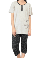 Dámské bavlněné pyžamo šedé s krátkým rukávem zbožňuje srdce XL