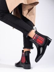 Amiatex Módní černé gumáky dámské na plochém podpatku + Ponožky Gatta Calzino Strech, černé, 38