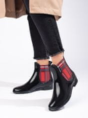 Amiatex Módní černé gumáky dámské na plochém podpatku + Ponožky Gatta Calzino Strech, černé, 38
