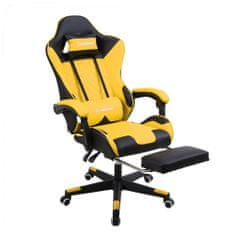 Herzberg Gaming and Office Chair with Retractable Footrest, žlutá