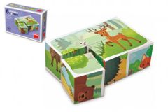 Topa Kostky kubus Lesní zvířátka dřevo 6ks v krabičce 12,5x8,5x4cm