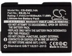 CameronSino Baterie Akumulátor Nikon EN-EL14, EN-EL14a, 1030mAh