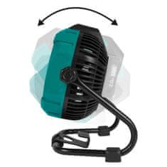 VONROC Akumulátorový ventilátor 20 V - hybridní bateriový a síťový | Včetně síťového adaptéru - bez baterie a nabíječky 