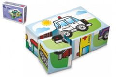 Topa Kostky kubus Dopravní prostředky dřevo 6 ks v krabičce 12,5x8,5x4cm