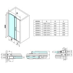 Gelco DRAGON sprchové dveře 1100mm, čiré sklo GD4611 - Gelco