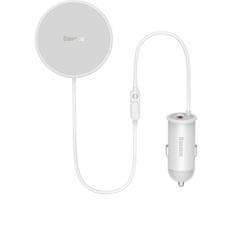 shumee MagSafe 15W bezdrátová nabíječka do auta s USB držákem ventilace, bílá