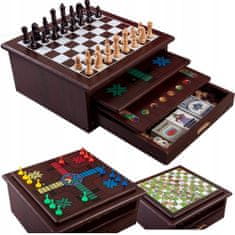 Sferazabawek Sada dřevěných her 15v1: Čínský šachy, Dáma, Dáma (Internacionál), Mlyn, Pexeso,