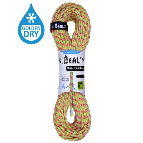 Beal Horolezecké lano Beal Ice Line 8,1mm UNICORE Golden Dry anis|60m
