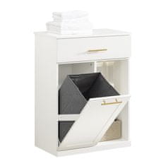 SoBuy SoBuy BZR66-W Koupelnová skříňka s pytlem na prádlo Komoda do koupelny Taška na prádlo Koupelnový nábytek Bílá 66x95x37cm