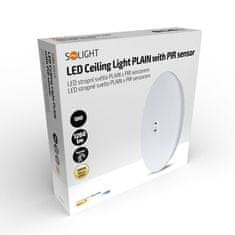 Solight Solight LED stropní světlo PLAIN s PIR sensorem, 18W, 1260lm, 3000K, kulaté, 33cm WO776
