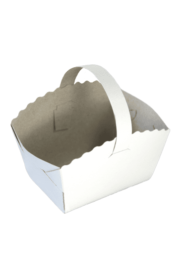 ECOFOL Svatební košíček na koláčky s ouškem papírový 10x8x6 cm bílý bal/50 ks Balení: 50