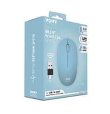 Port Designs PORT CONNECT Wireless COLLECTION, bezdrátová myš, USB-A a USB-C dongle, 2.4Ghz, 1600DPI, azurová