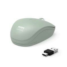 Port Designs PORT CONNECT Wireless COLLECTION, bezdrátová myš, USB-A a USB-C dongle, 2.4Ghz, 1600DPI, olivová