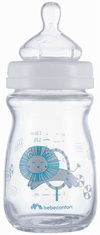 Bebeconfort Kojenecká láhev Emotion Glass 130ml 0-6m White