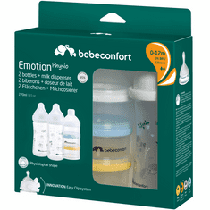 Bebeconfort Sada kojeneckých lahví Emotion Physio 270ml 0-12m+ White 2 ks + dávkovač