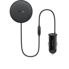 shumee MagSafe 15W bezdrátová nabíječka do auta s USB držákem větracího otvoru, černá