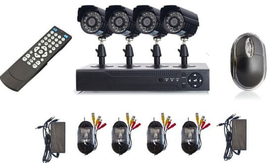JORTAN Kamerový set 4 kamer AHD - černé provedení - veškeré příslušenství včetně kabelů