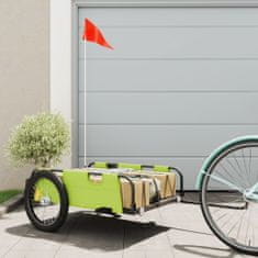 Vidaxl Přívěsný vozík na kolo zelený oxfordská tkanina a železo