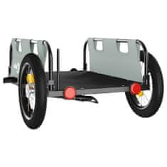 Vidaxl Přívěsný vozík na kolo šedý oxfordská tkanina a železo