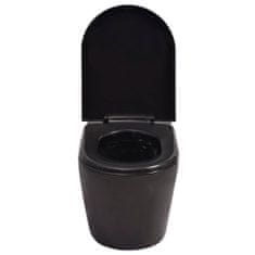 Vidaxl Závěsná toaleta s podomítkovou nádržkou keramická černá
