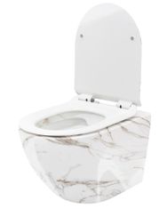 BPS-koupelny Závěsná WC mísa se SoftClose sedátkem REA CARLOS SLIM RIMLESS, leštěná láva
