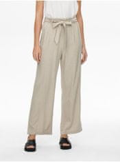 Jacqueline de Yong Béžové dámské lněné široké kalhoty JDY Say 36