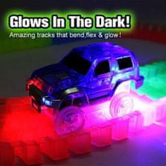 JOJOY® Dětská svítící autodráha a autíčko pro děti, fluorescenční dětská autodráha 350cm | LUMITRACK