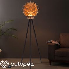 Butopêa Stojanová lampa ve tvaru lotosu, dubově hnědá, 50 cm