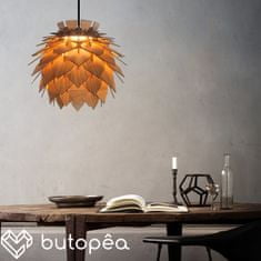 Butopêa Stropní/stolní lampa ve tvaru lotosu, dubově hnědá, 39 cm