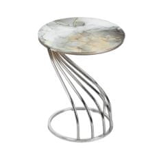 Butopêa Sada 3 skládacích stolů, šedý mramorový vzor, s stříbrným rámem, 60 cm