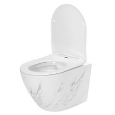 BPS-koupelny Závěsná WC mísa se SoftClose sedátkem REA CARLOS SLIM RIMLESS, přírodní mramor