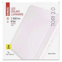 Emos LED svítidlo TORI 22 x 22 cm, 15 W, neutrální bílá, IP54