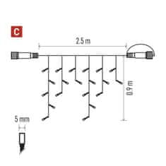 Emos Standard LED spojovací řetěz pulzující – rampouchy, 2,5 m, venkovní, červená/vintage