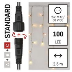 Emos Standard LED spojovací řetěz pulzující – rampouchy, 2,5 m, venkovní, červená/vintage