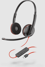 Plantronics Poly Blackwire C3220. USB-C/Stereo/USB-C/Drát/MS/Černá-červená