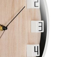 MPM QUALITY Designové nástěnné hodiny MPM Gamali, bílá/hnědá