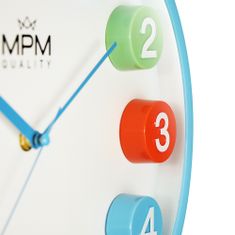 MPM QUALITY Dětské nástěnné hodiny MPM Playtime, azurová světlá