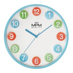MPM QUALITY Dětské nástěnné hodiny MPM Playtime, azurová světlá